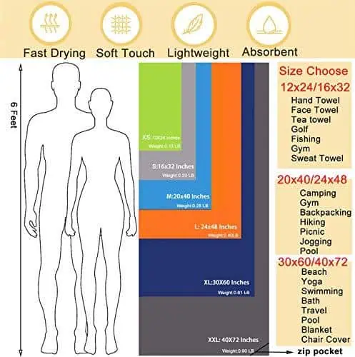 Rainleaf Microfiber Towel Perfect Travel & Gym &...