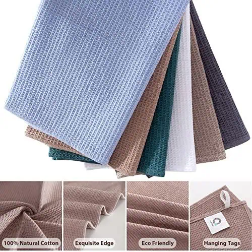 QUILTINA Dish Towels Set,100% Cotton Waffle Weave...
