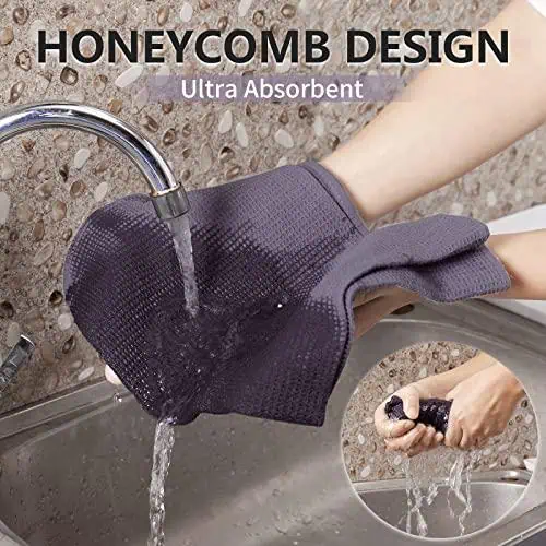 QUILTINA Dish Towels Set,100% Cotton Waffle Weave...