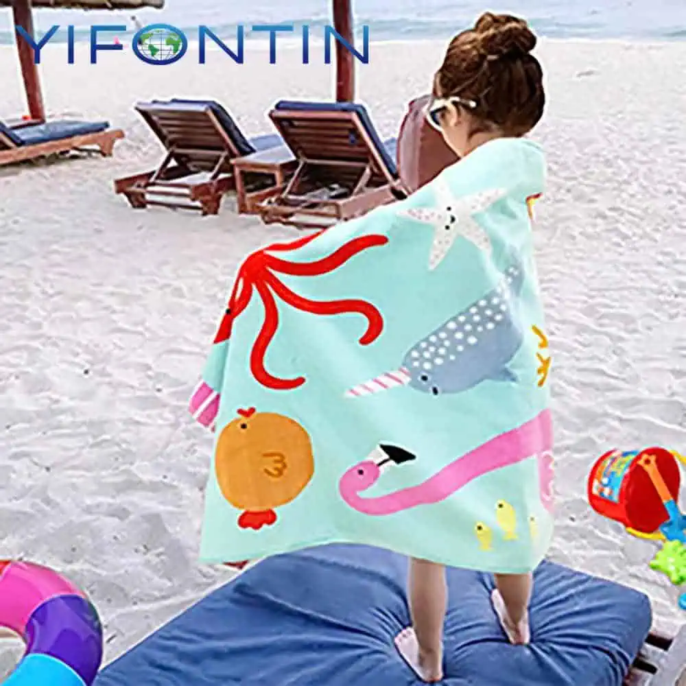 YIFONTIN Kids Beach Towel – Flamingo Lobster Octopus