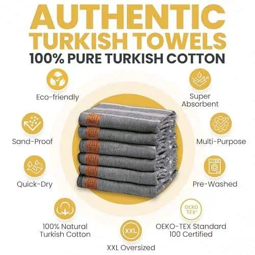 Gold CASE LYCIA Turkish Beach Towel Set of 6 –...